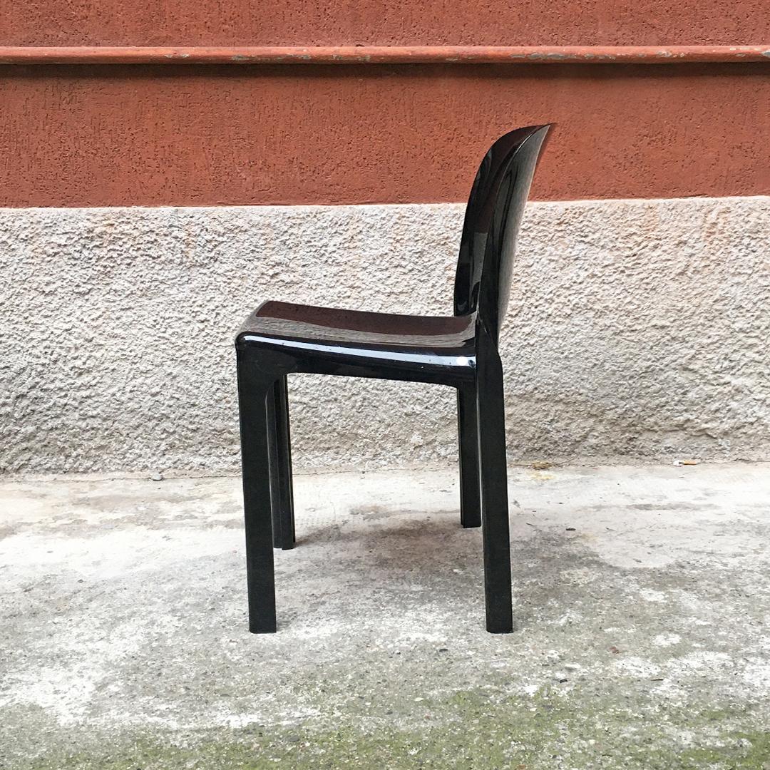 Italian Modern Black Plastic Chairs Selene by V. Magistretti for Artemide, 1960s 1