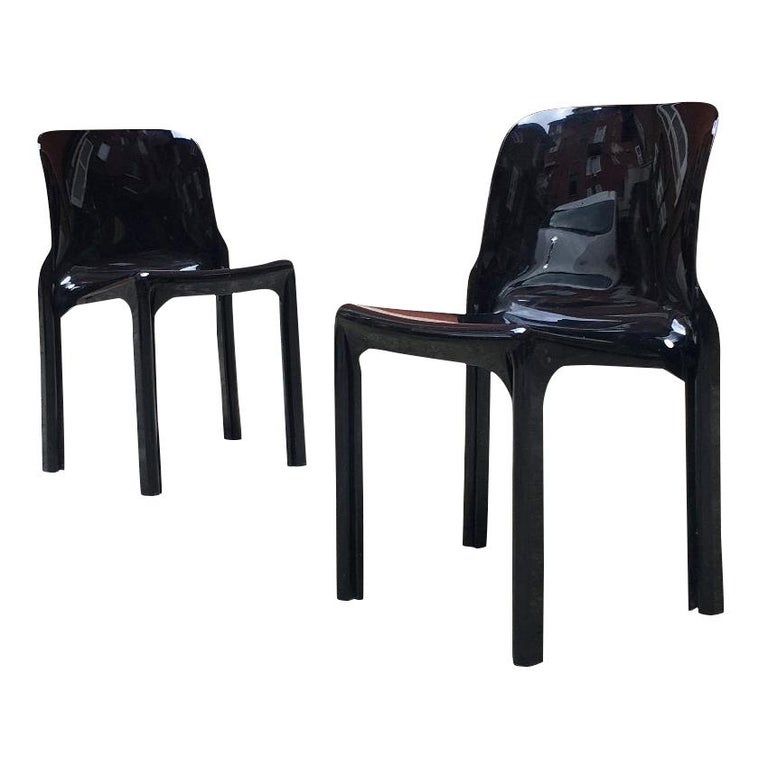 Italian Modern Black Plastic Chairs Selene by V. Magistretti for Artemide,  1960s For Sale at 1stDibs | selene v