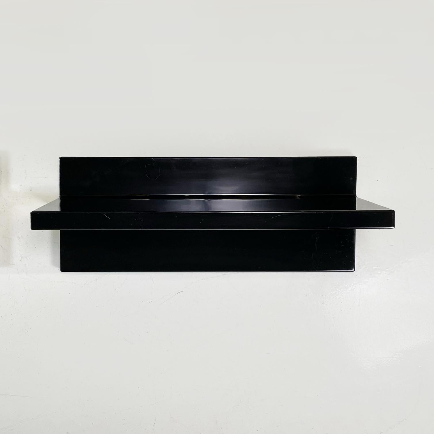 Plastic Italian modern black plastic shelves by Marcello Siard for Kartell, 1970s