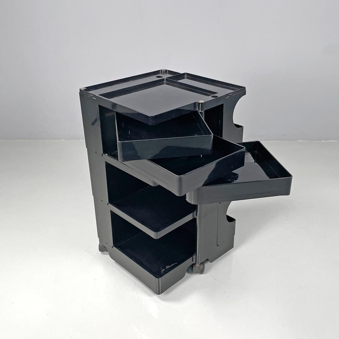 Carrello portaoggetti italiano moderno in plastica nera Boby Joe Colombo Bieffeplast, anni '70 in vendita 5