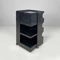 Italian modern black plastic storage trolley Boby Joe Colombo Bieffeplast, 1970s