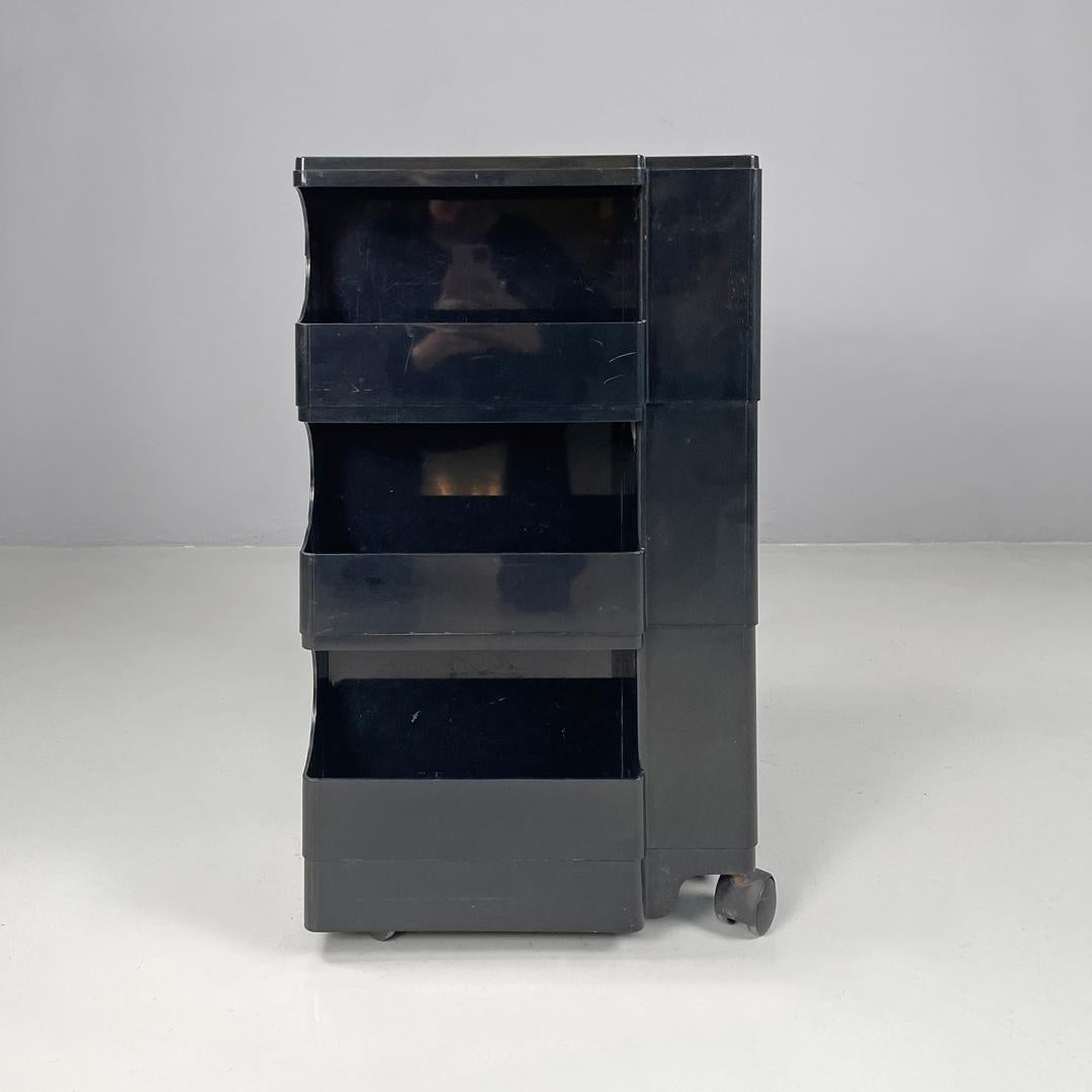 Moderno Carrello portaoggetti italiano moderno in plastica nera Boby Joe Colombo Bieffeplast, anni '70 in vendita