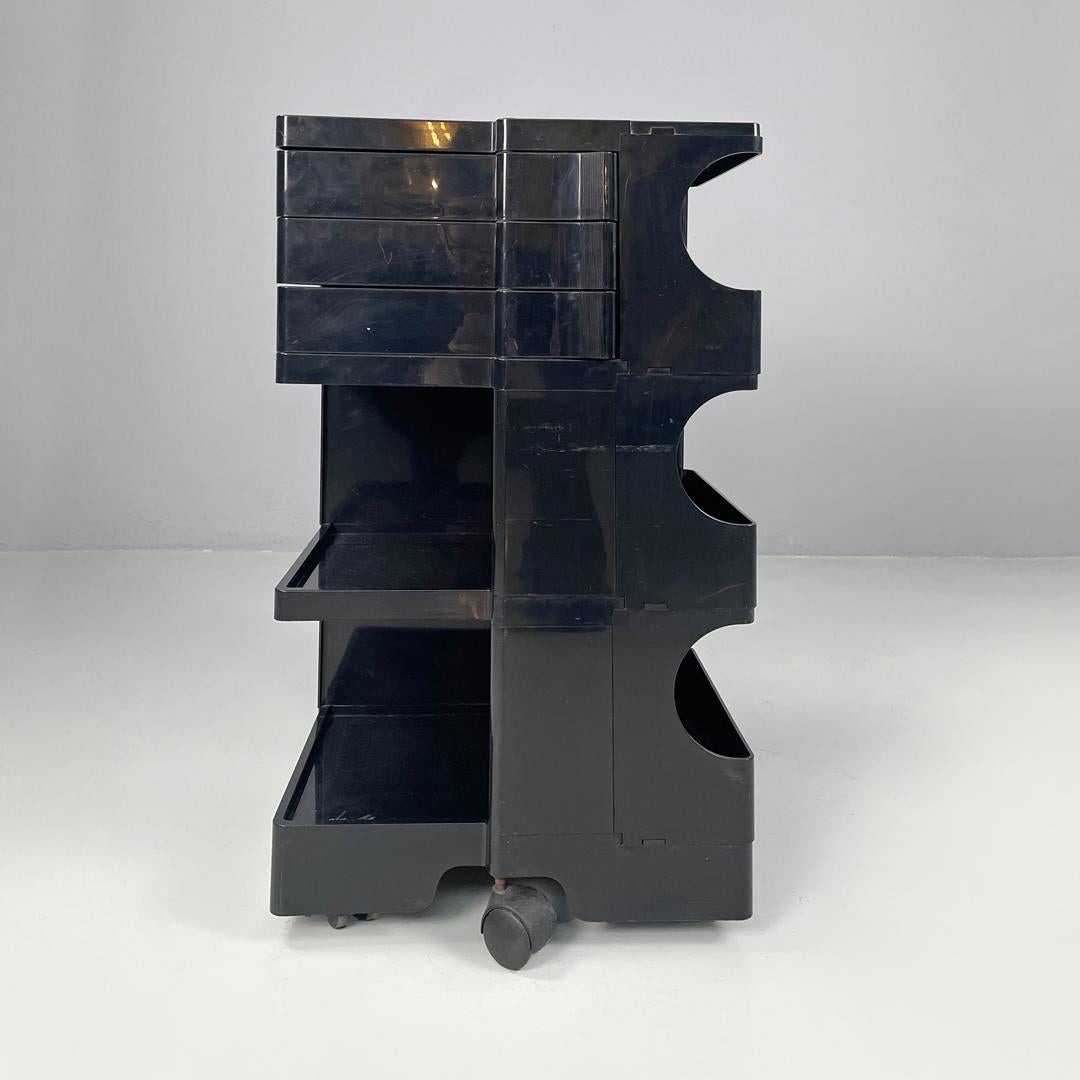 Italiano Carrello portaoggetti italiano moderno in plastica nera Boby Joe Colombo Bieffeplast, anni '70 in vendita