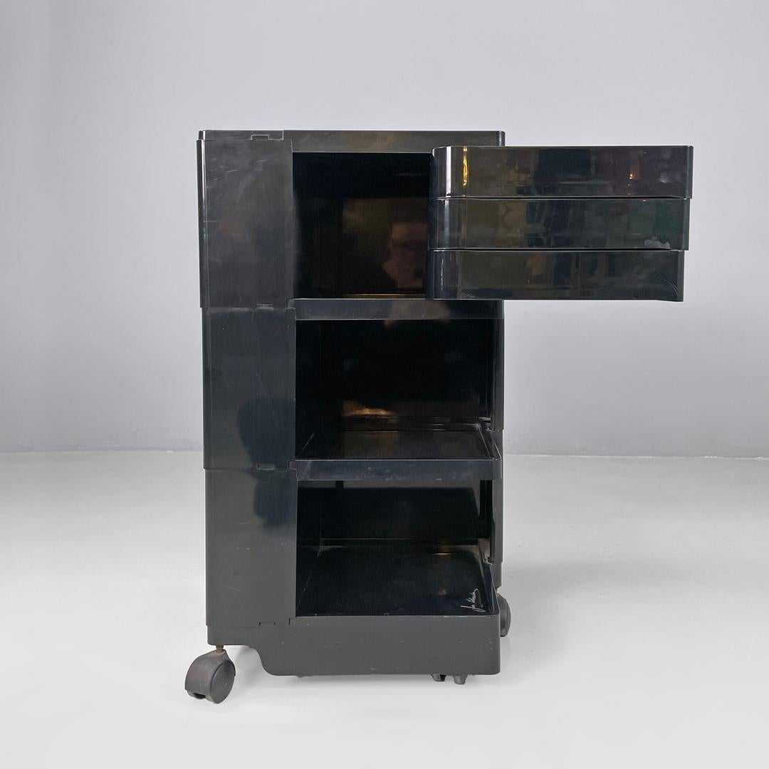 Fine XX secolo Carrello portaoggetti italiano moderno in plastica nera Boby Joe Colombo Bieffeplast, anni '70 in vendita