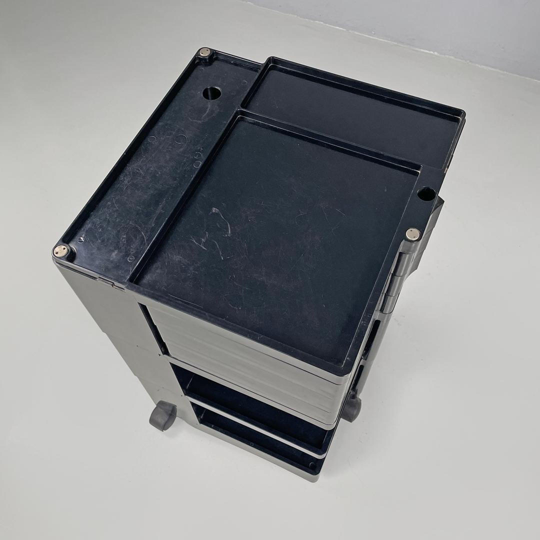 Metallo Carrello portaoggetti italiano moderno in plastica nera Boby Joe Colombo Bieffeplast, anni '70 in vendita
