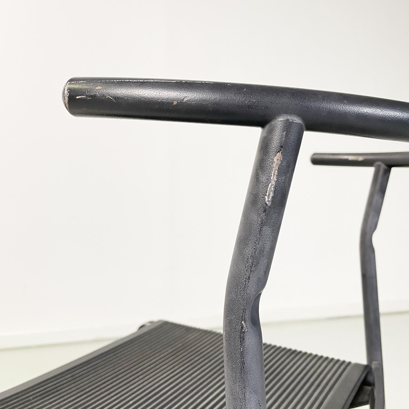 Italian Modern Black Rubber Metal Cafè Chairs by Philippe Starck Baleri, 1980s 10