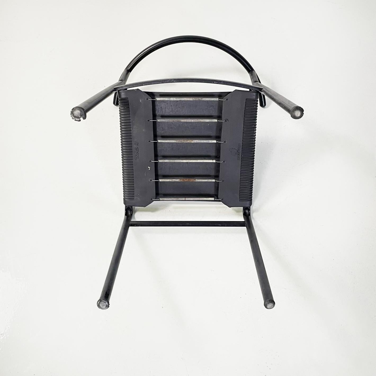 Italian Modern Black Rubber Metal Cafè Chairs by Philippe Starck Baleri, 1980s 14