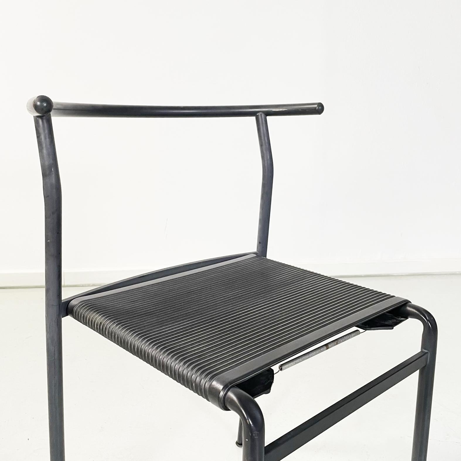 Fin du 20e siècle Chaises Cafè modernes italiennes en métal caoutchouté noir par Philippe Starck Baleri, années 1980