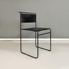 Chaise italienne moderne noire Scooby et spaghetti en métal de G. Belotti, Alias 1980