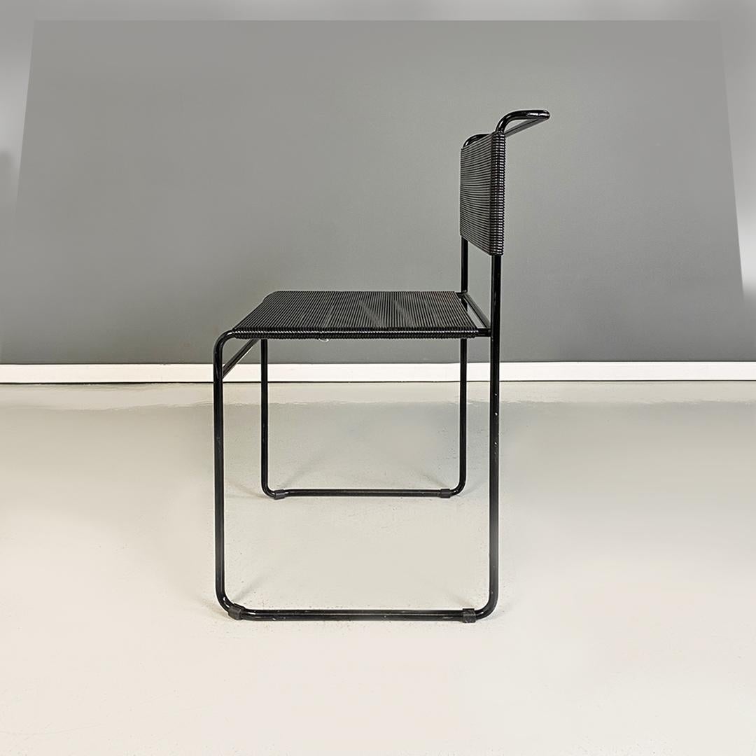 Late 20th Century Italian Modern Black Scooby and Metal Spaghetti Chair by G. Belotti, Alias 1980s For Sale