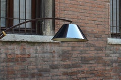 Italian Modern Black Shade Wenge Telescopic Floor Lamp with Brass Details, 1970s