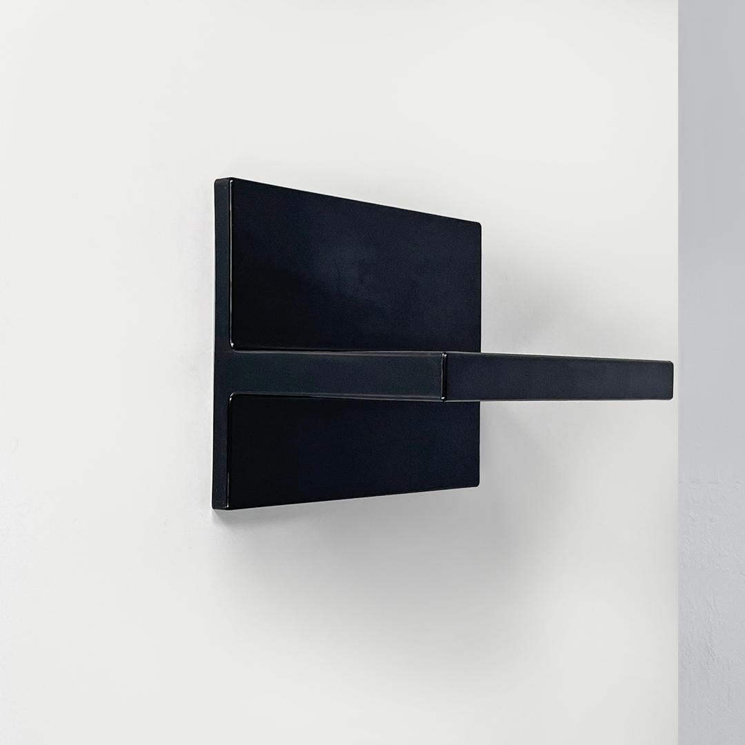 Italian modern black shiny plastic shelf by Marcello Siard for Kartell, 1970s In Good Condition For Sale In MIlano, IT