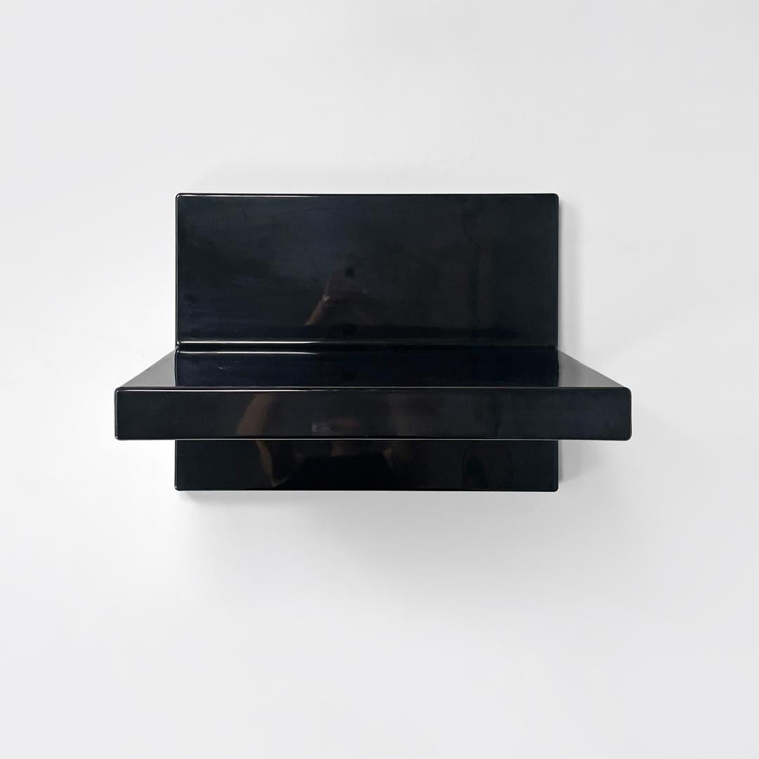 Italian modern black shiny plastic shelf by Marcello Siard for Kartell, 1970s For Sale 1