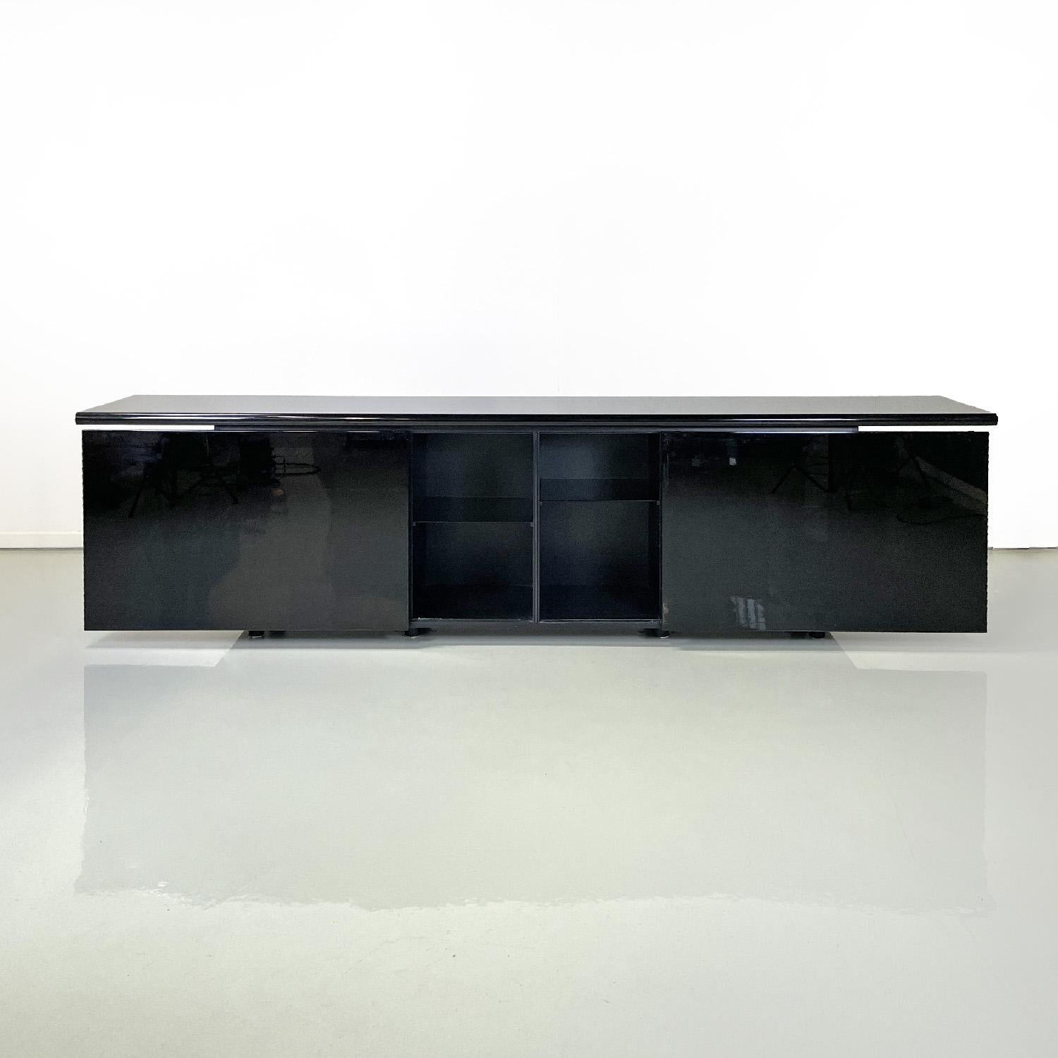 Metal Italian modern black sideboard Sheraton by Stoppino and Acerbis for Acerbis 1977
