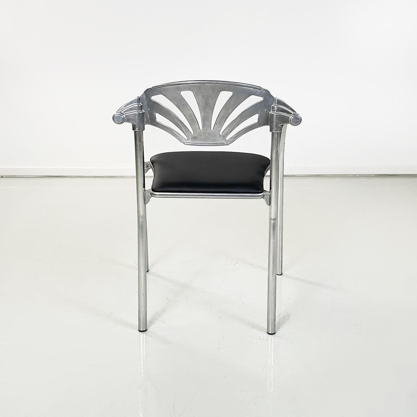 Aluminum Italian modern black sky Chairs Alisea by Lisa Bross for Studio Simonetti, 1980s