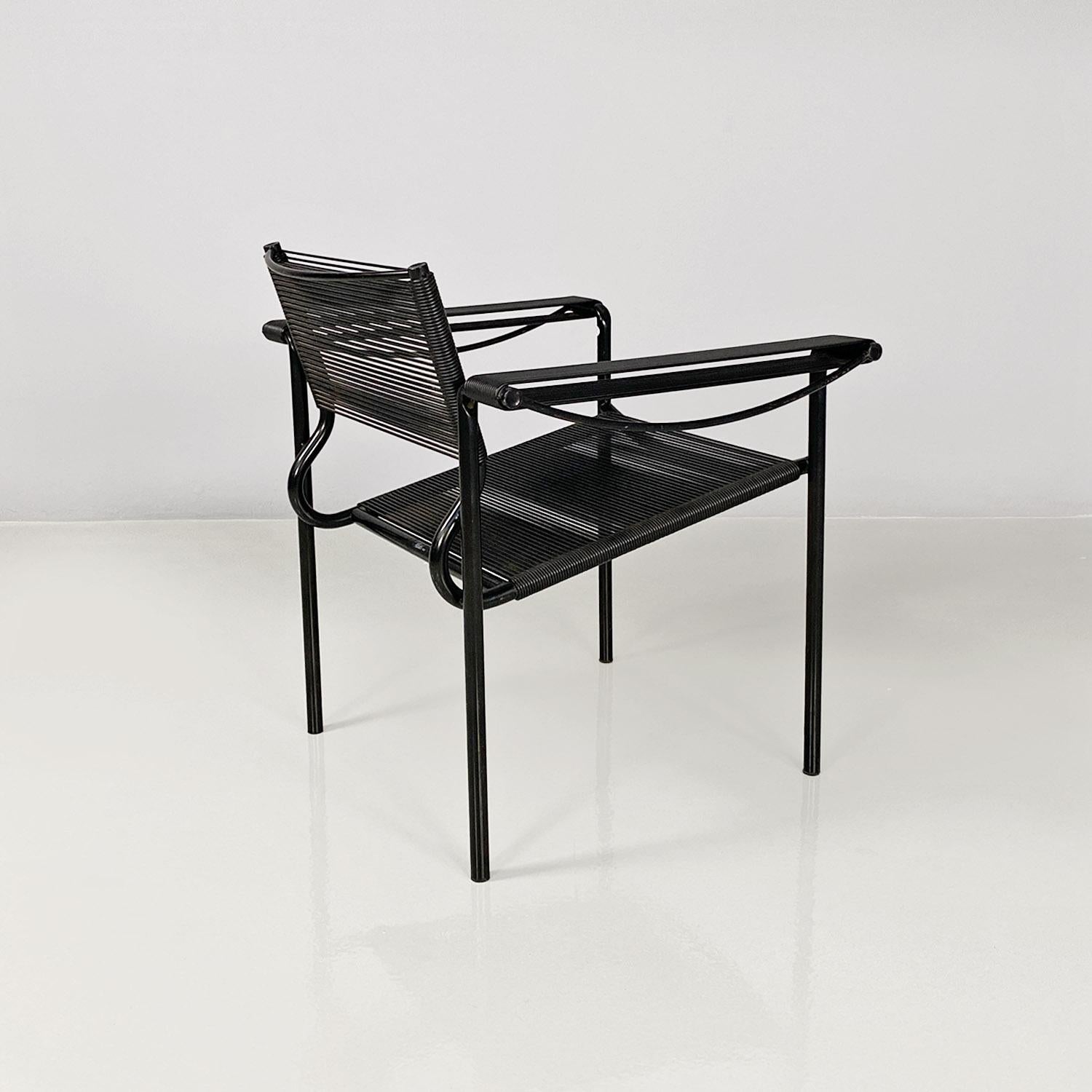 Metal Italian modern black Spaghetti armchairs by Giandomenico Belotti for Alias 1980s For Sale