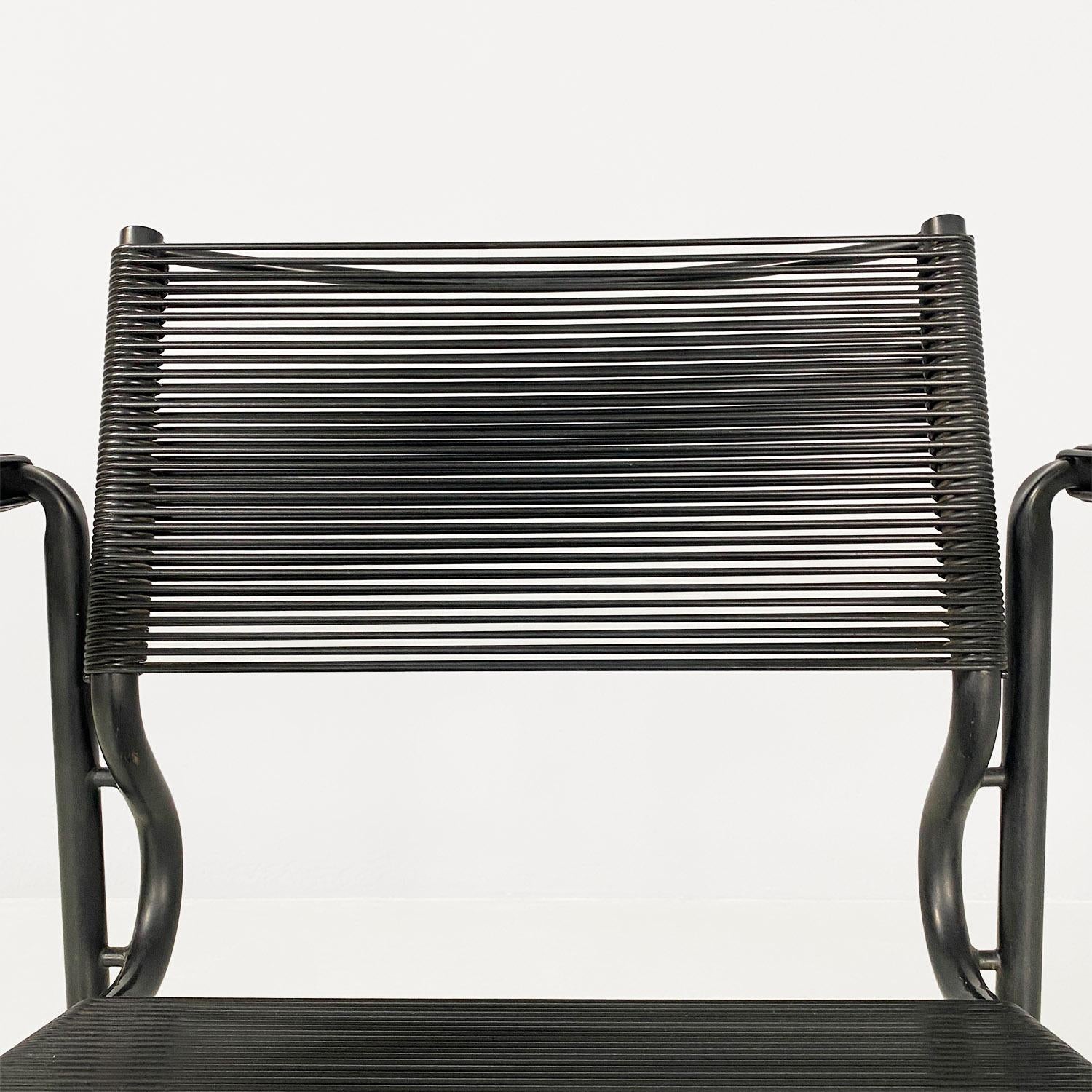 Italian modern black Spaghetti armchairs by Giandomenico Belotti for Alias 1980s For Sale 3