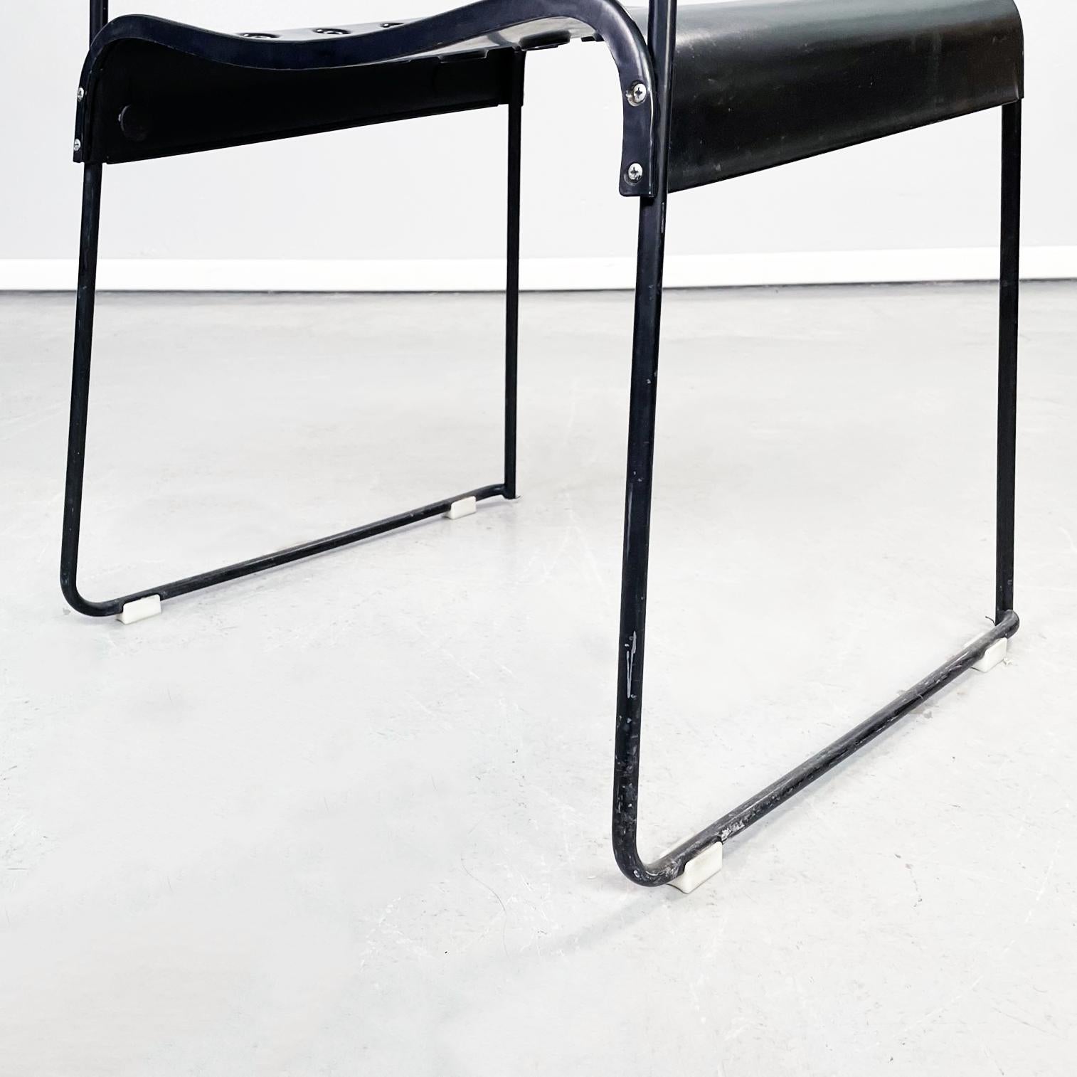 Italian Modern Black Steel Chairs Omstak by Rodney Kinsman Bieffeplast, 1970s For Sale 14