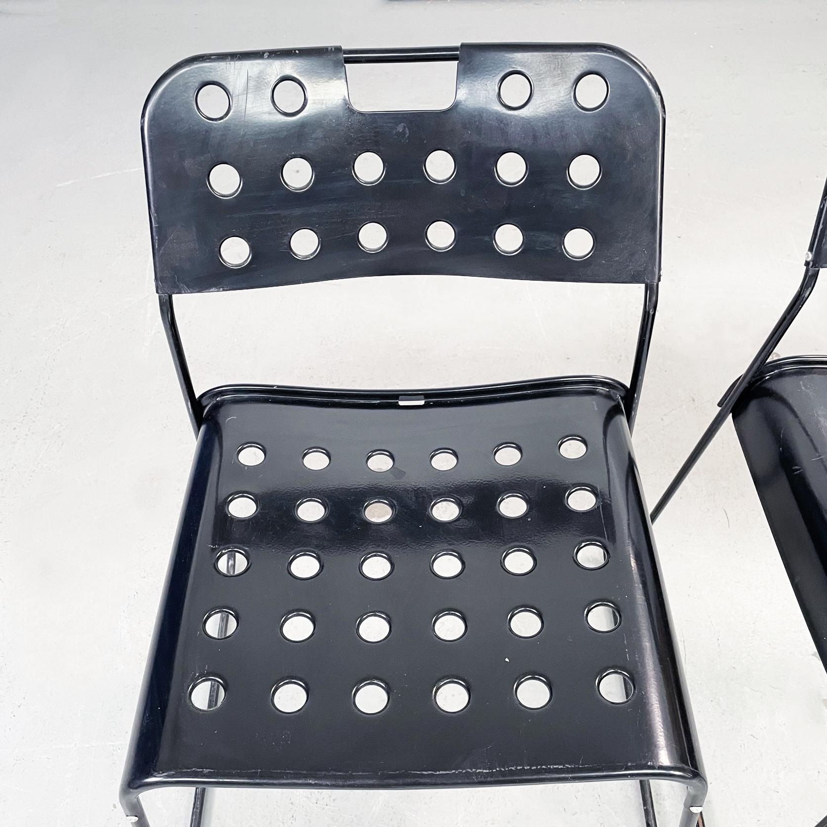 Italian Modern Black Steel Chairs Omstak by Rodney Kinsman Bieffeplast, 1970s For Sale 1