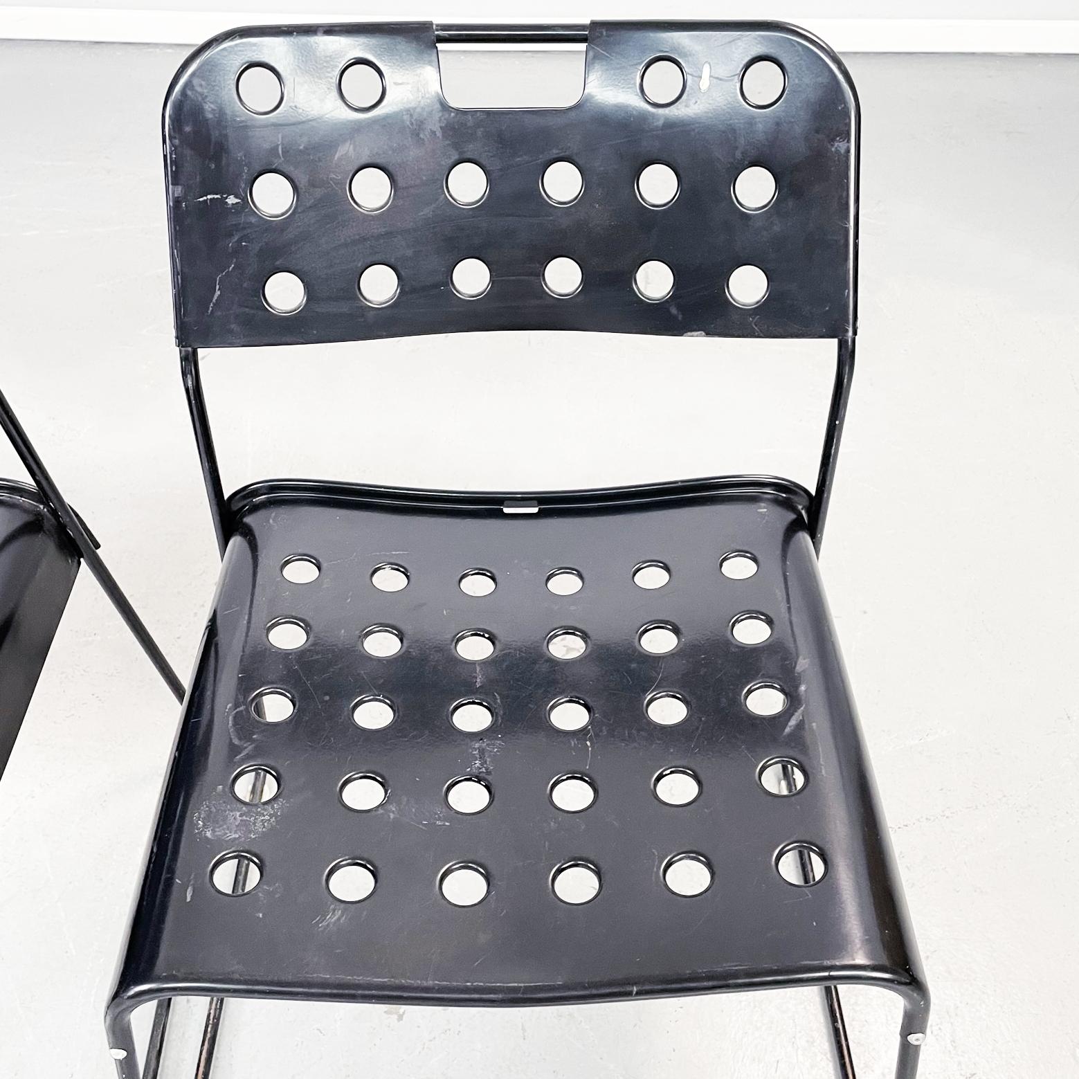 Italian Modern Black Steel Chairs Omstak by Rodney Kinsman Bieffeplast, 1970s For Sale 2