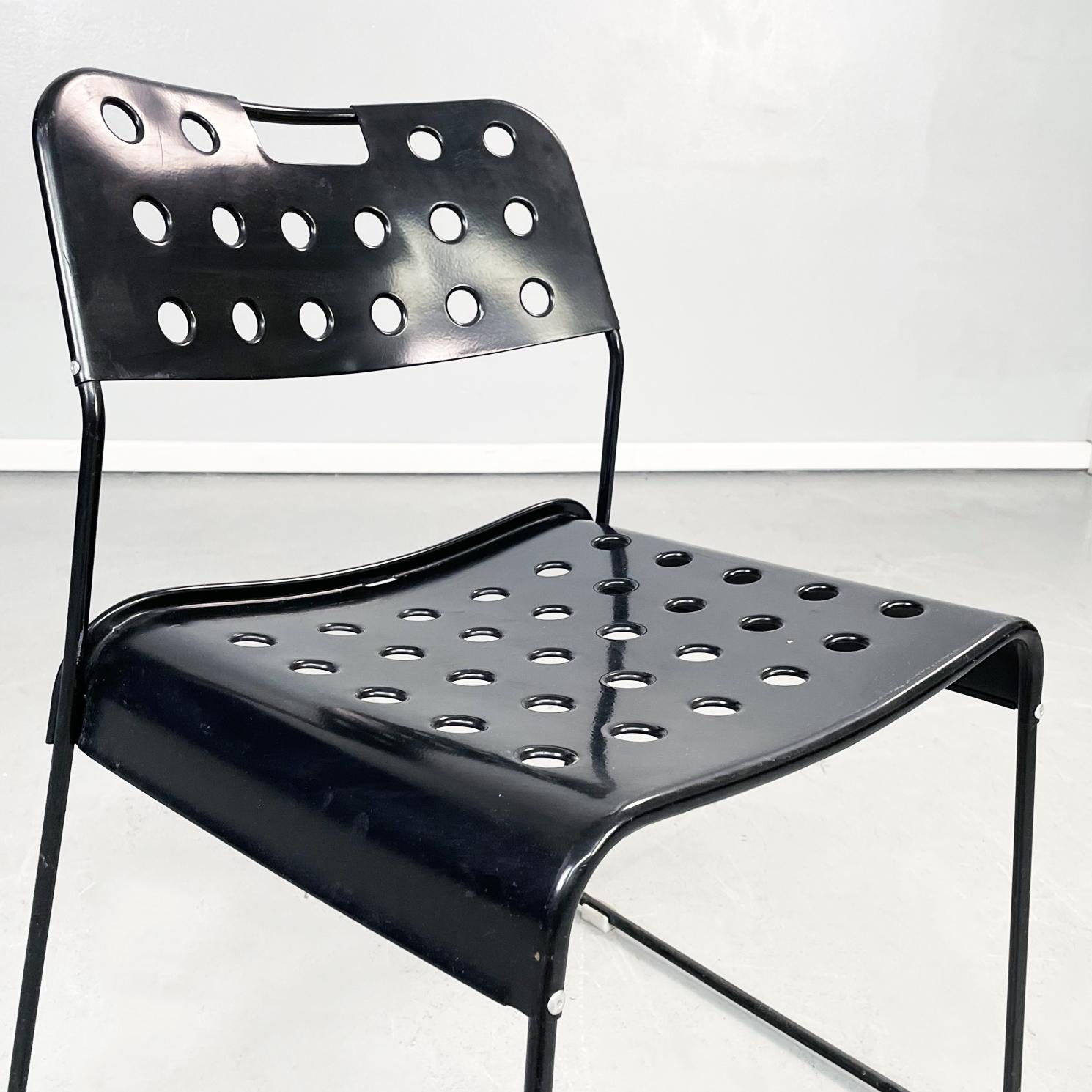 Italian Modern Black Steel Chairs Omstak by Rodney Kinsman Bieffeplast, 1970s For Sale 3