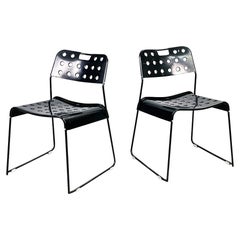 Chaises modernes italiennes en acier noir Omstak de Rodney Kinsman Bieffeplast, 1970