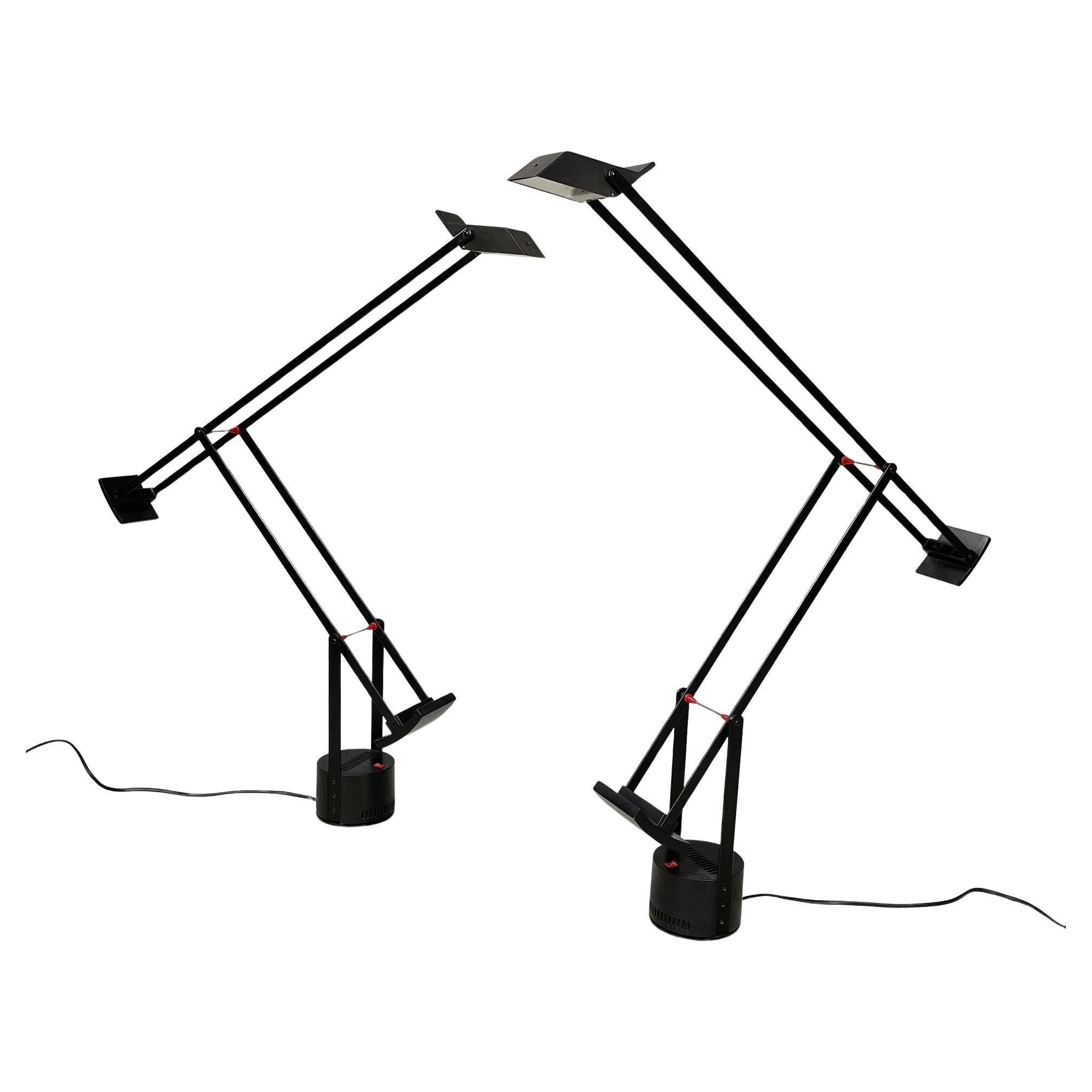 Lampade da tavolo moderne italiane nere Tizio di Richard Sapper per Artemide, anni '80