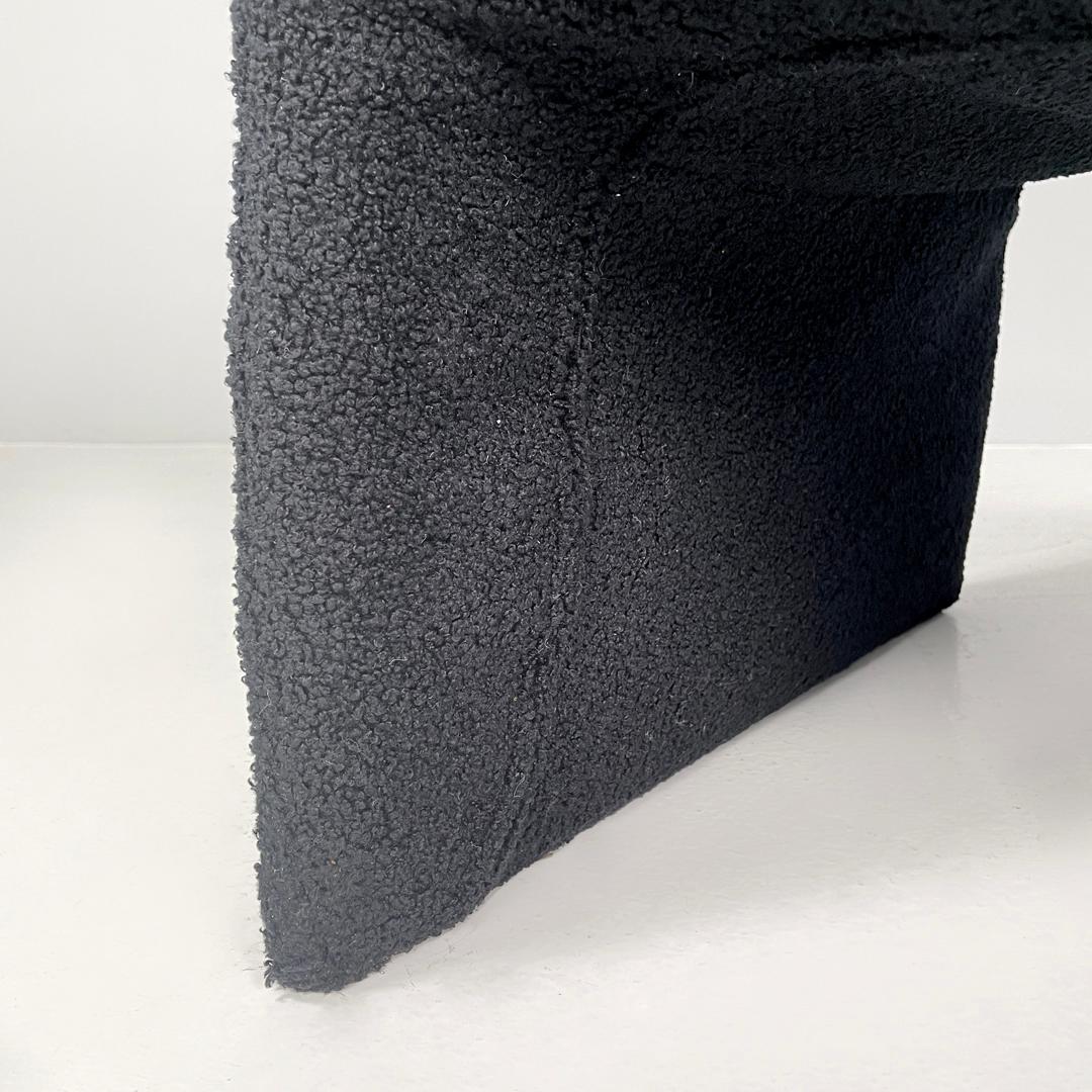Italian modern black teddy fabric pouf, 1970s For Sale 4