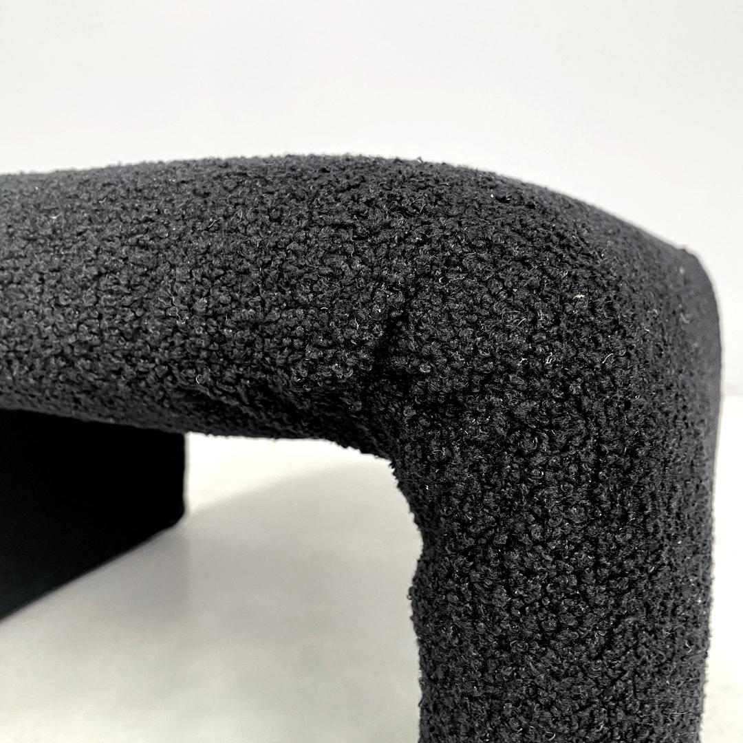 Italian modern black teddy fabric pouf, 1970s in vendita 5
