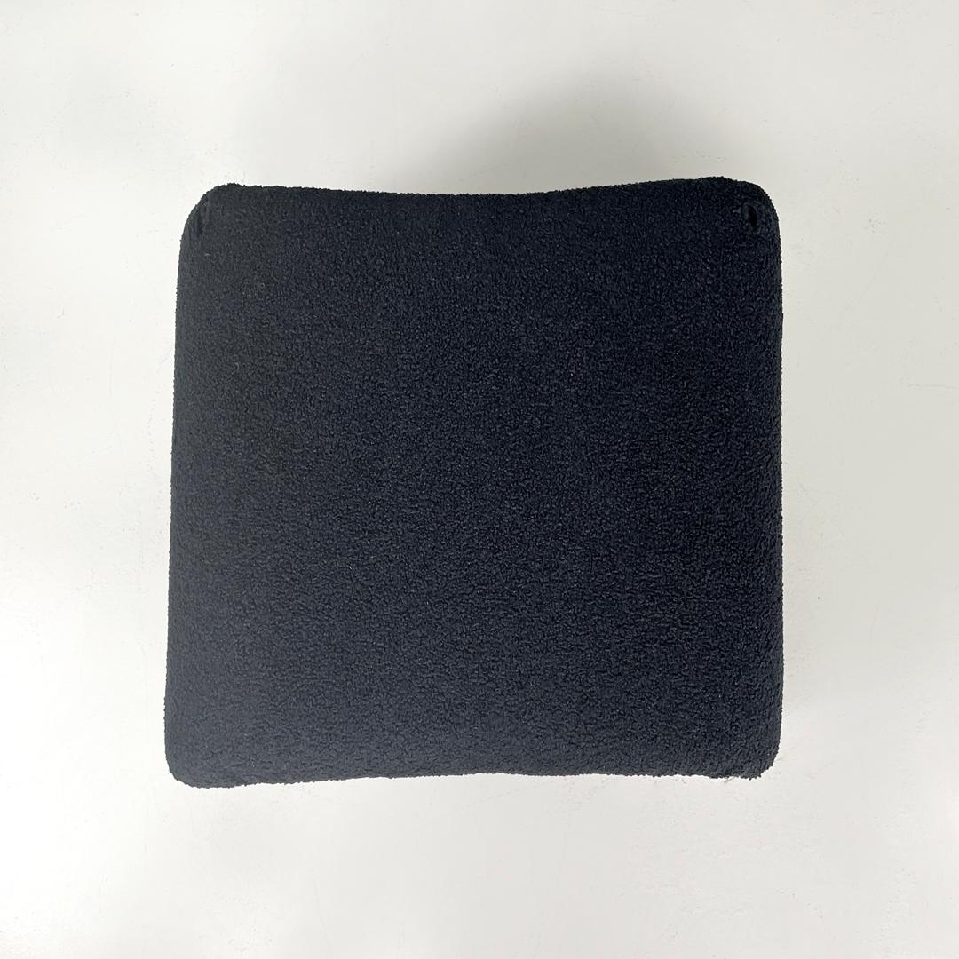 Fabric Italian modern black teddy fabric pouf, 1970s For Sale