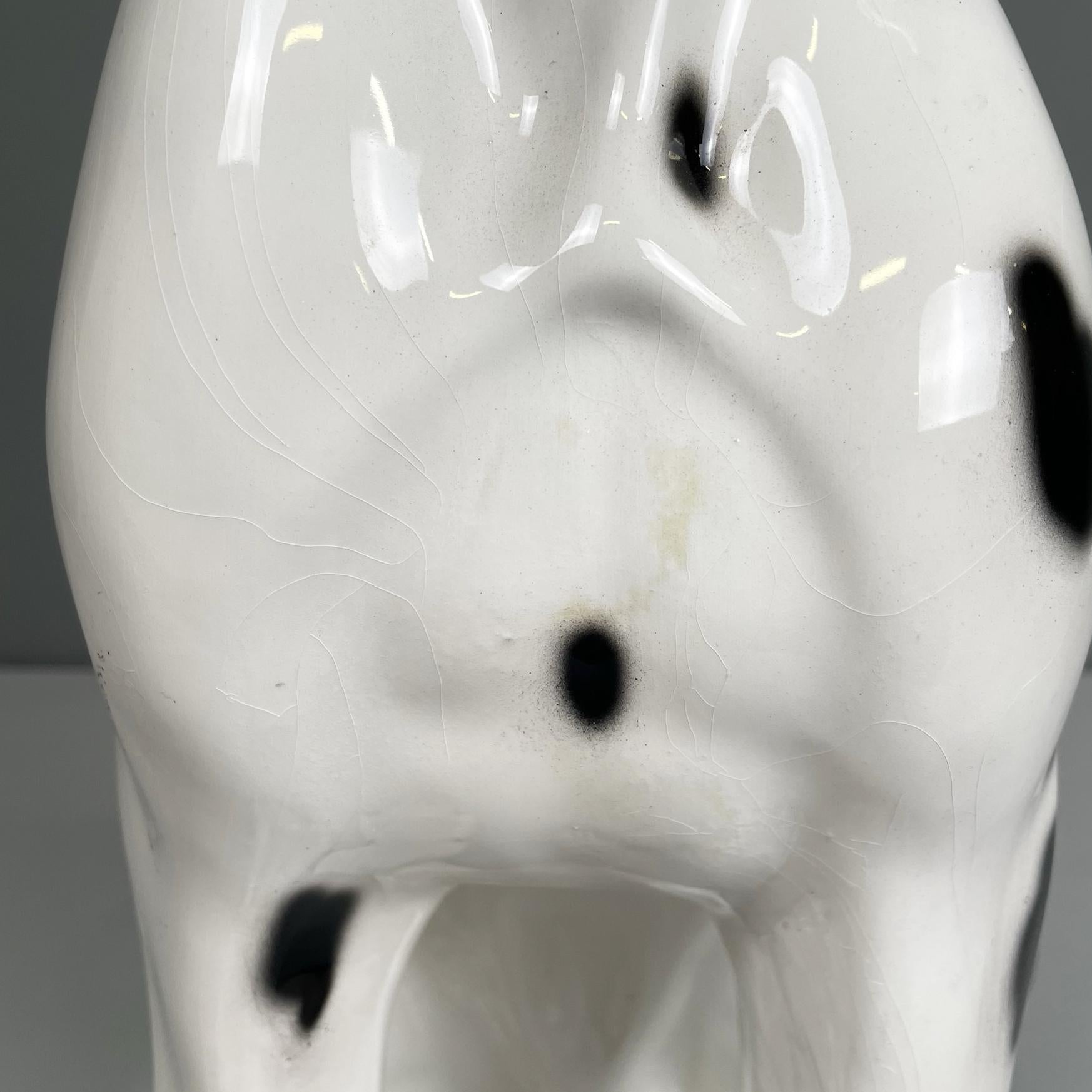 Italian modern Black white ceramic sculpture of Harlequin Great Dane dog, 1980s For Sale 3