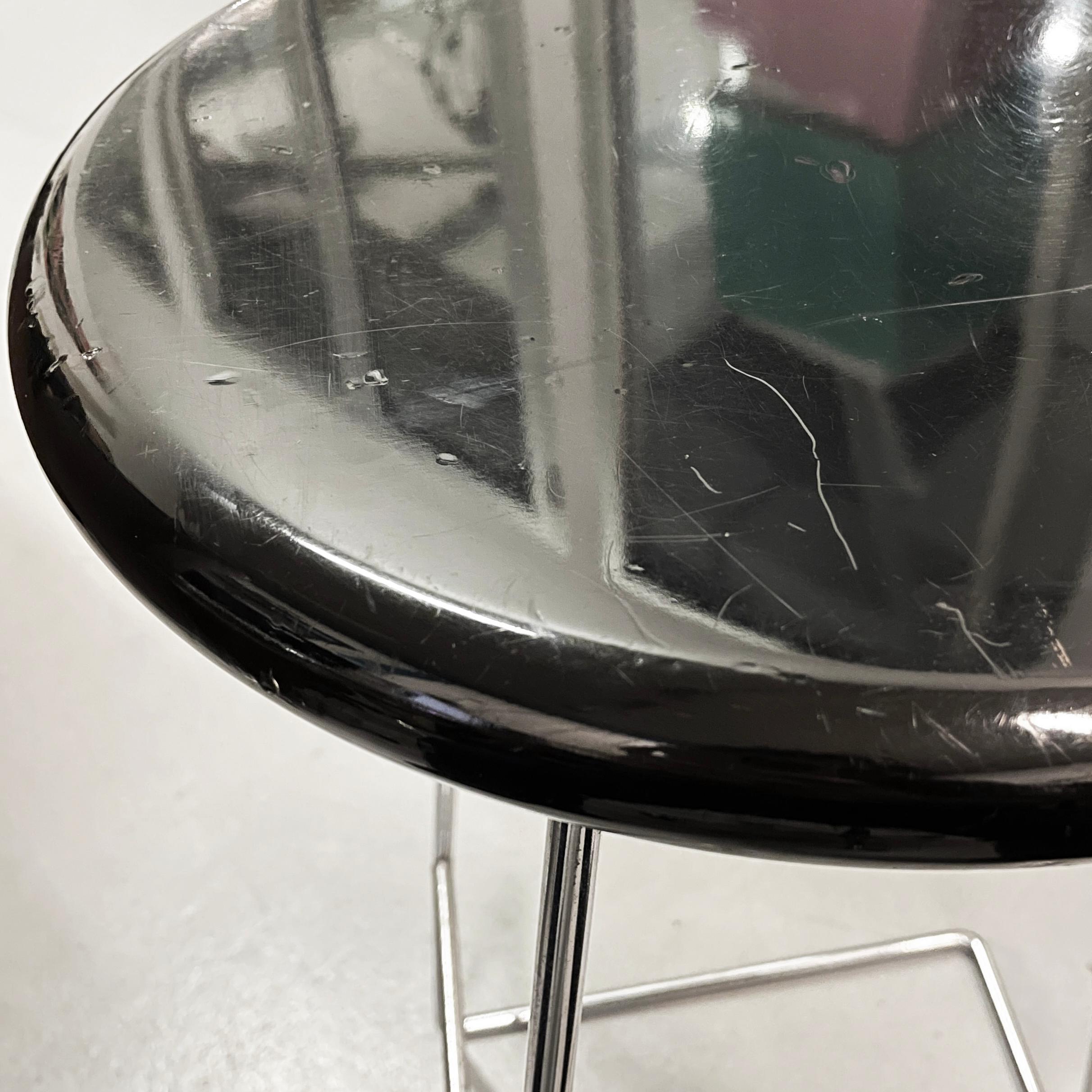 Italian modern black wood and chromed metal stool by George Coslin, Dada 1980s For Sale 4