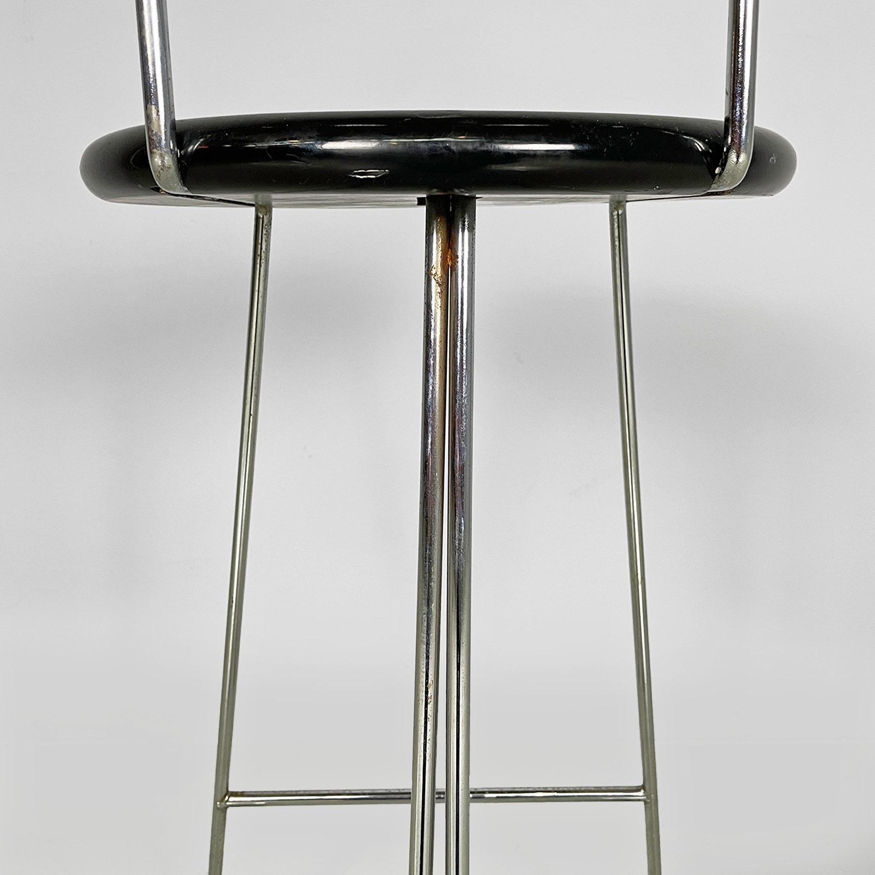 Italian modern black wood and chromed metal stool by George Coslin, Dada 1980s For Sale 8