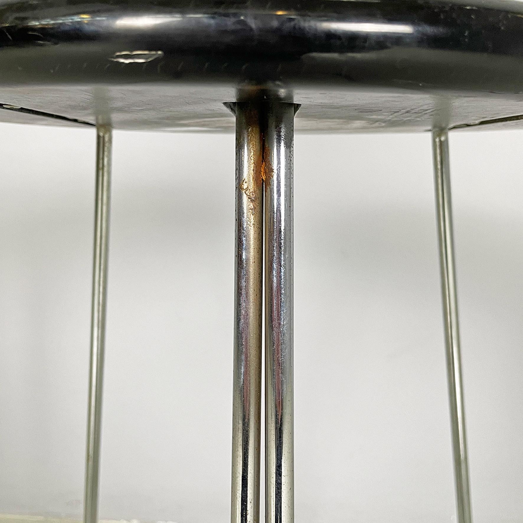 Italian modern black wood and chromed metal stool by George Coslin, Dada 1980s For Sale 9