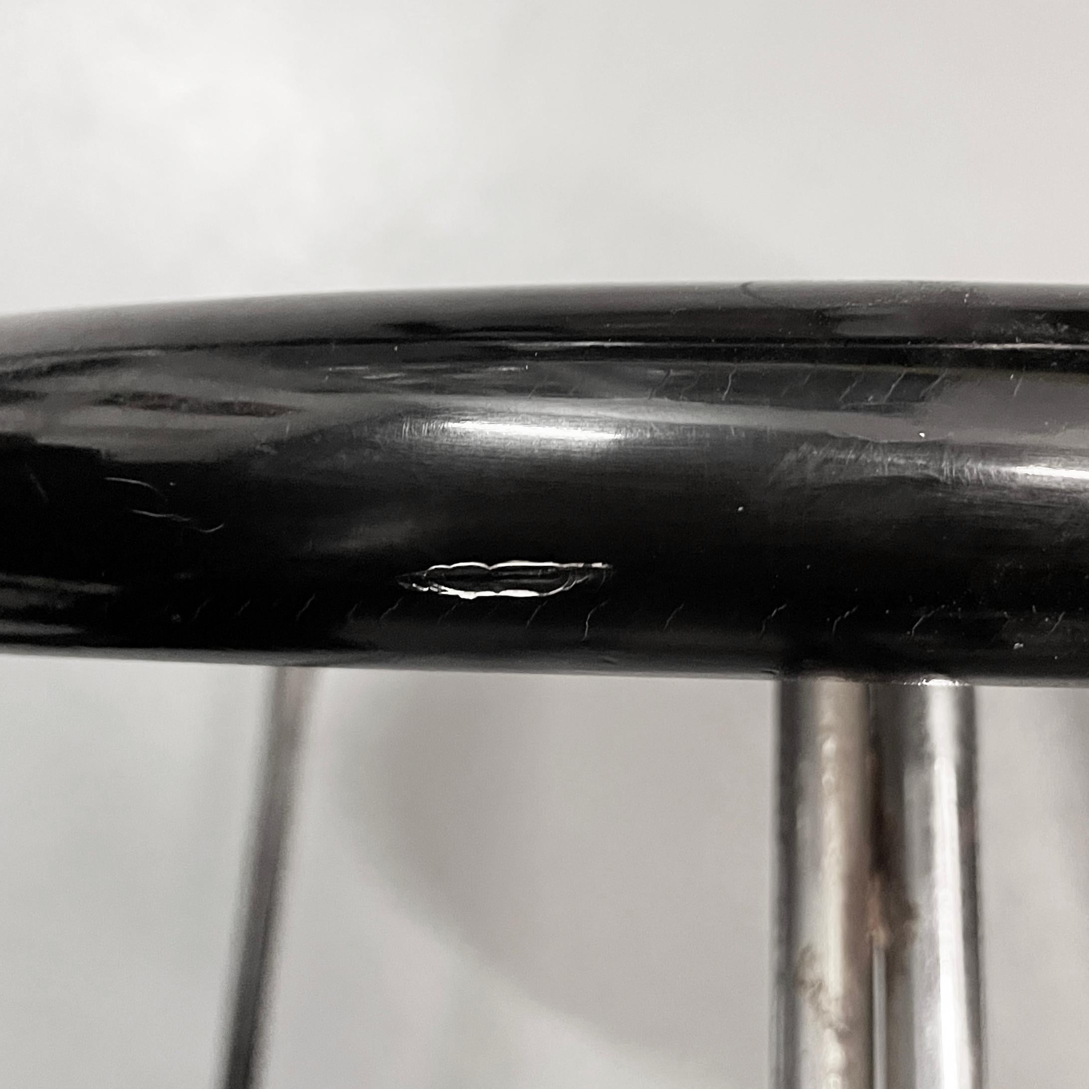Italian modern black wood and chromed metal stool by George Coslin, Dada 1980s For Sale 7