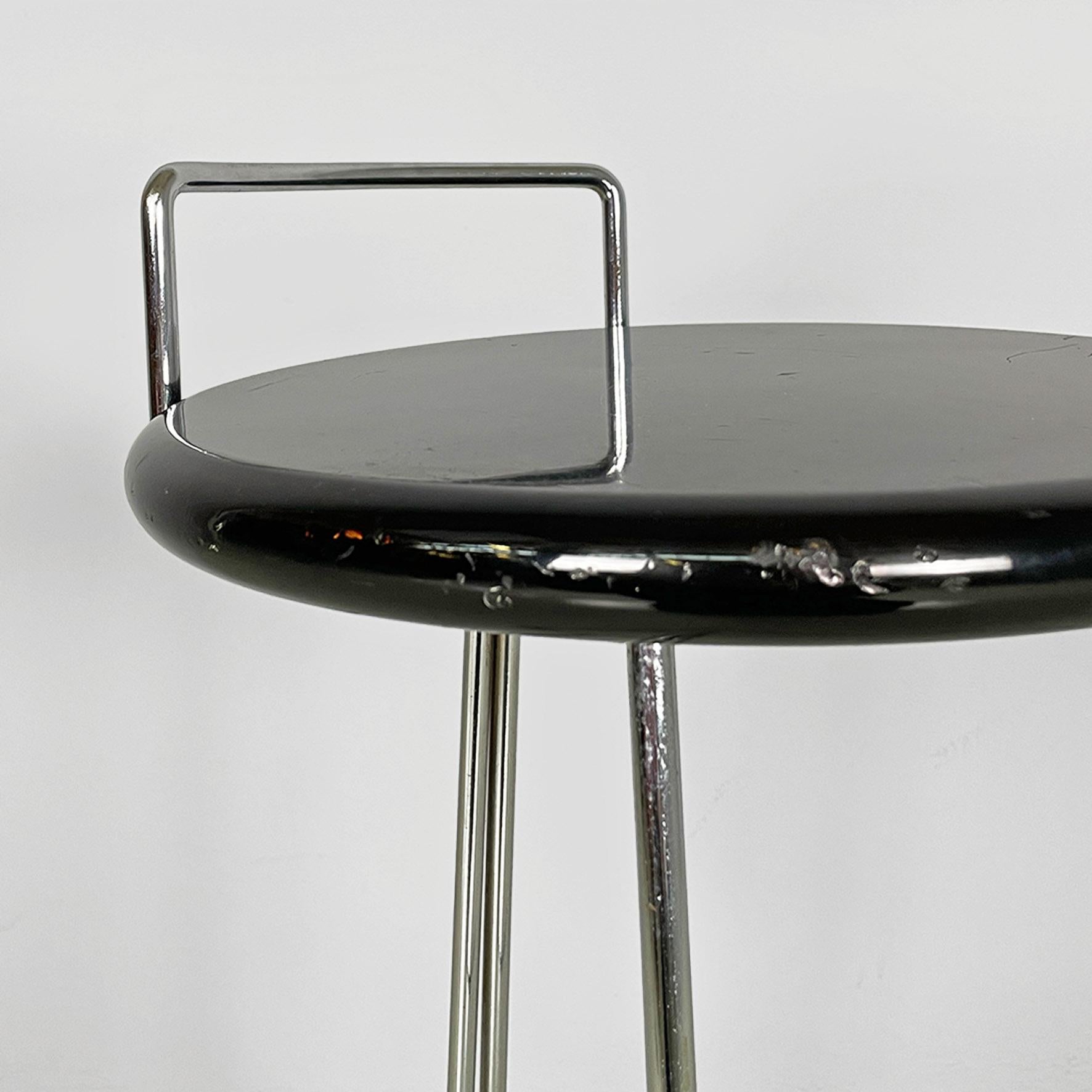 Italian modern black wood and chromed metal stool by George Coslin, Dada 1980s For Sale 6