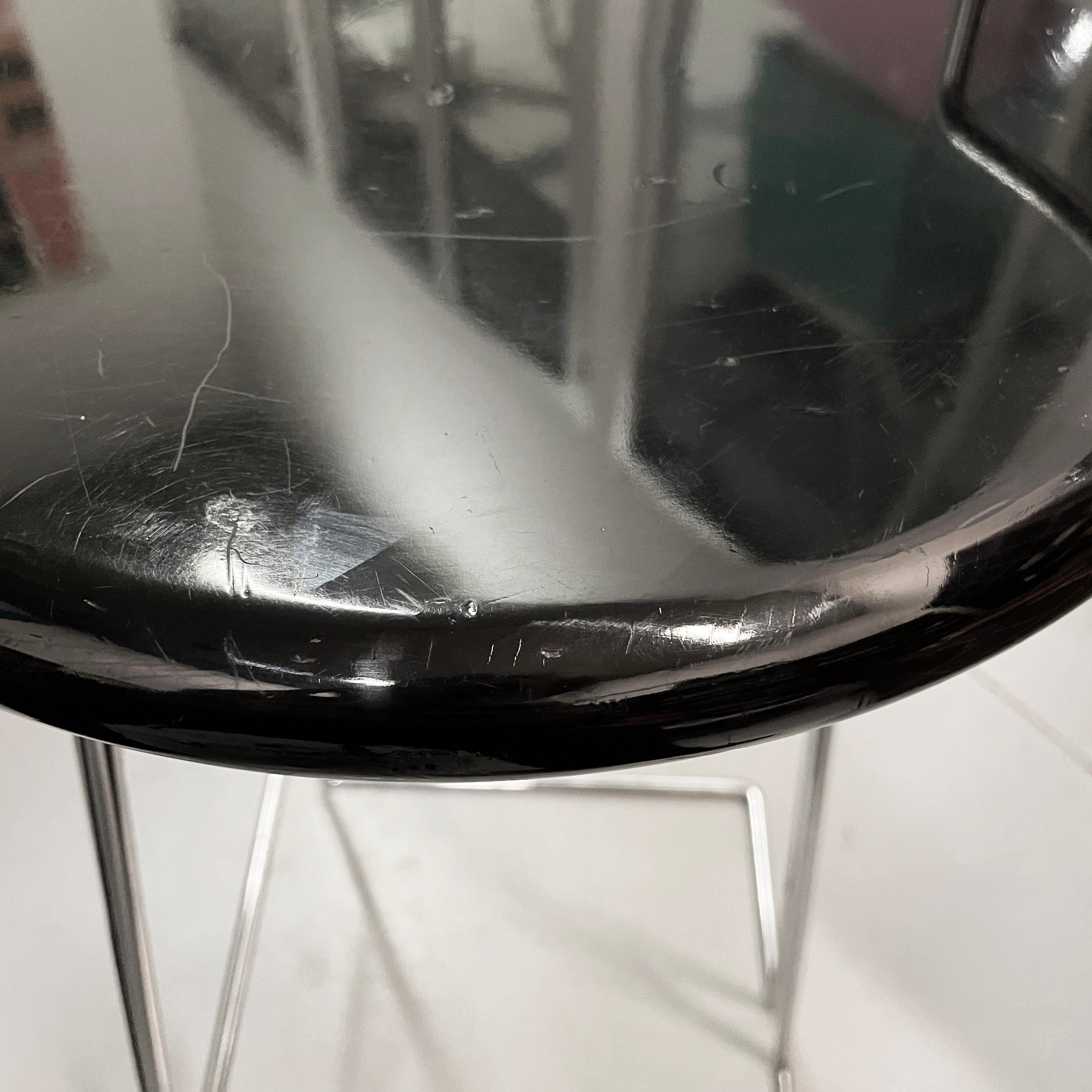 Italian modern black wood and chromed metal stool by George Coslin, Dada 1980s For Sale 3