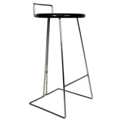 Italian modern black wood and chromed metal stool by George Coslin, Dada 1980s