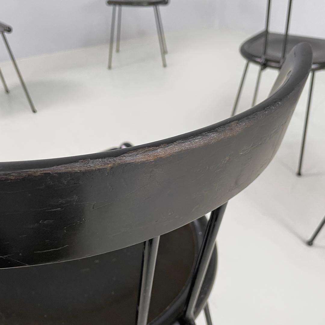 Italian modern black wood and metal chairs with rounded profiles, 1980s For Sale 4