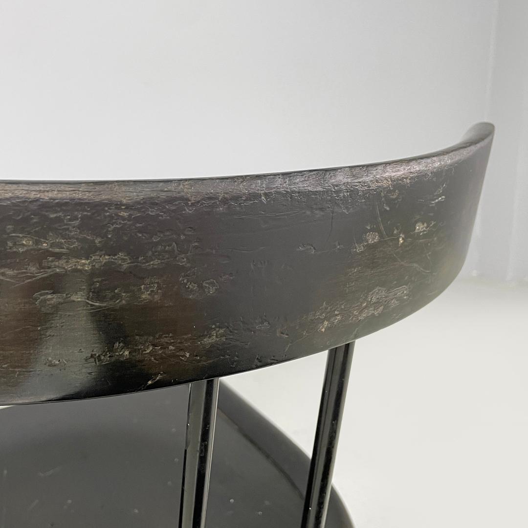 Italian modern black wood and metal chairs with rounded profiles, 1980s For Sale 6