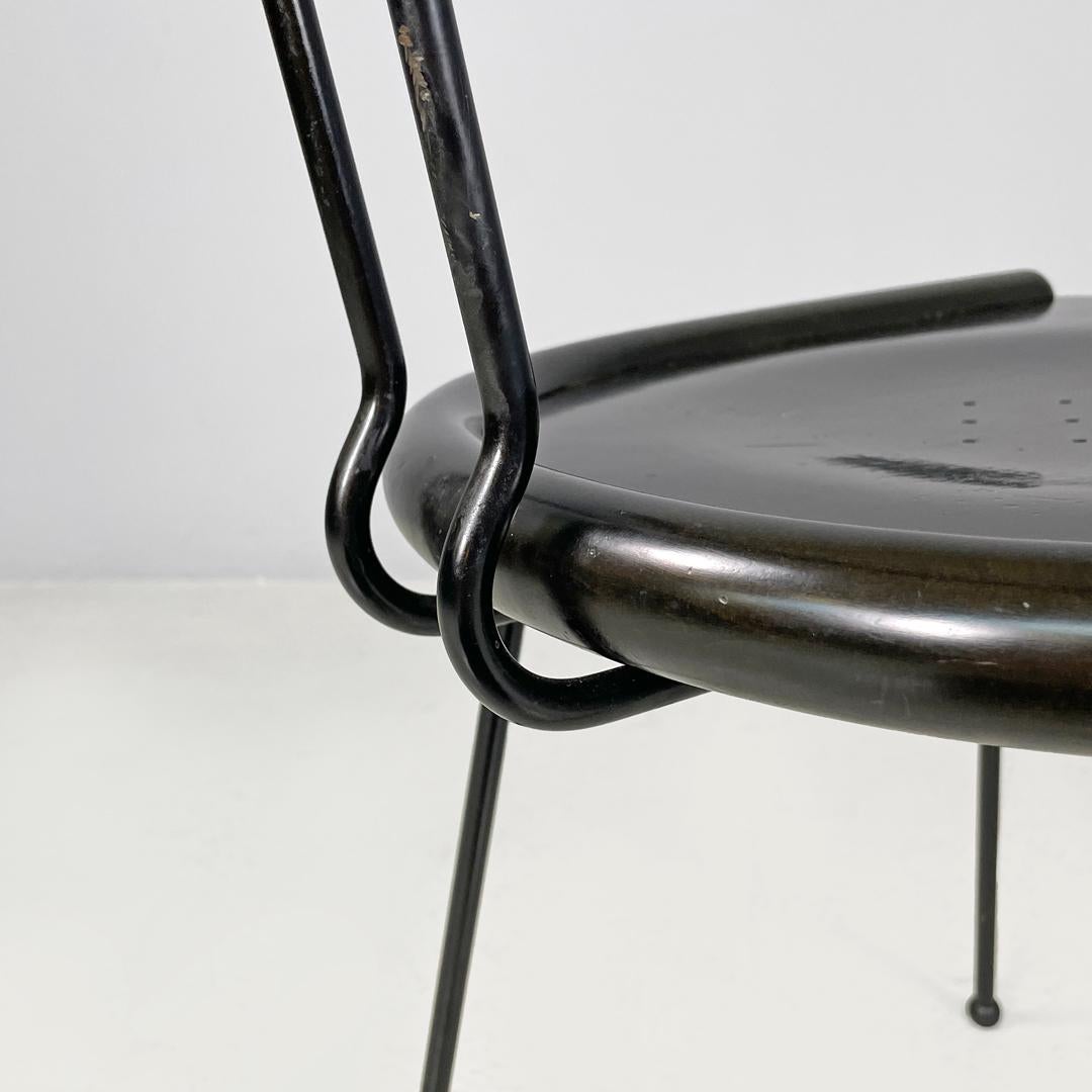 Italian modern black wood and metal chairs with rounded profiles, 1980s For Sale 7