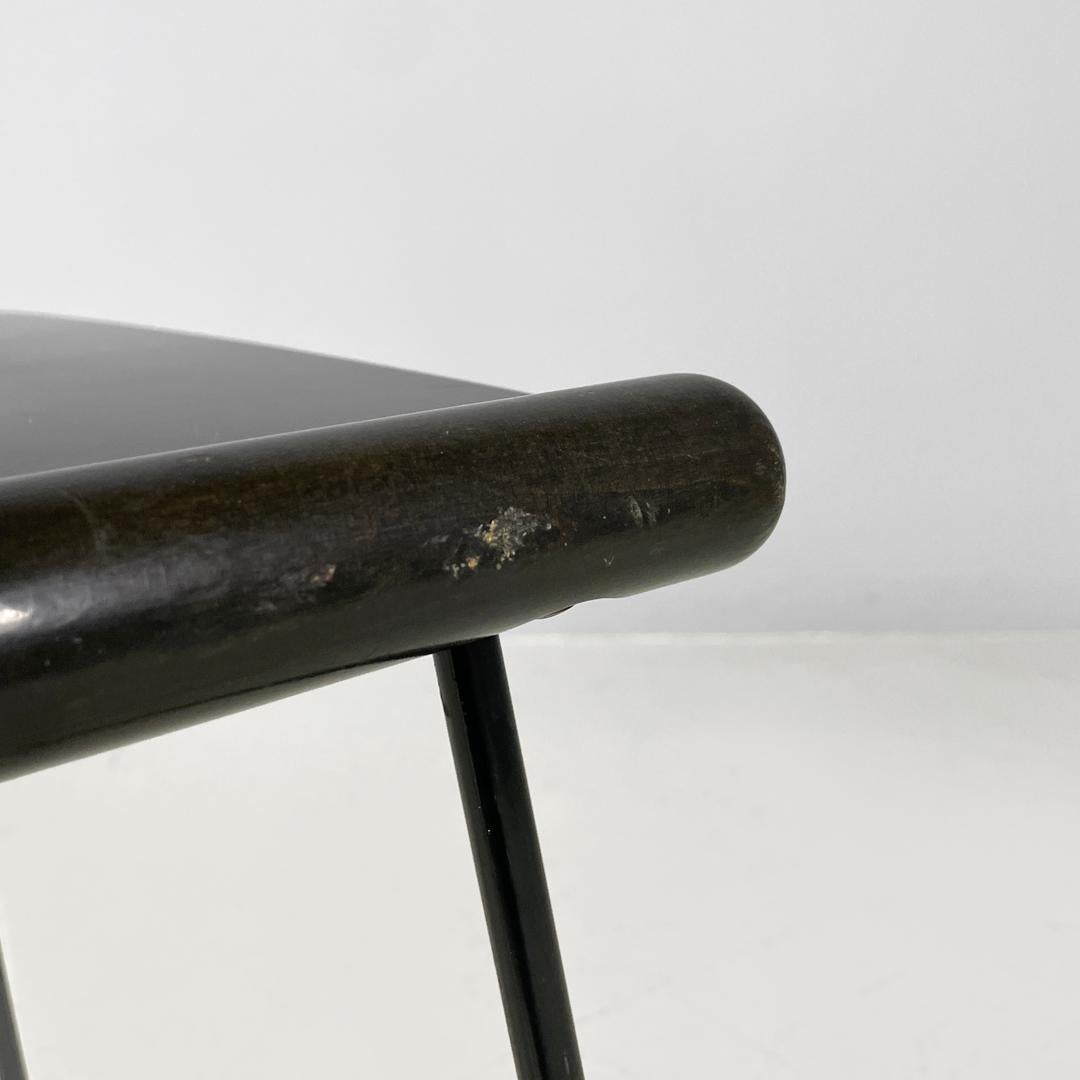 Italian modern black wood and metal chairs with rounded profiles, 1980s For Sale 11