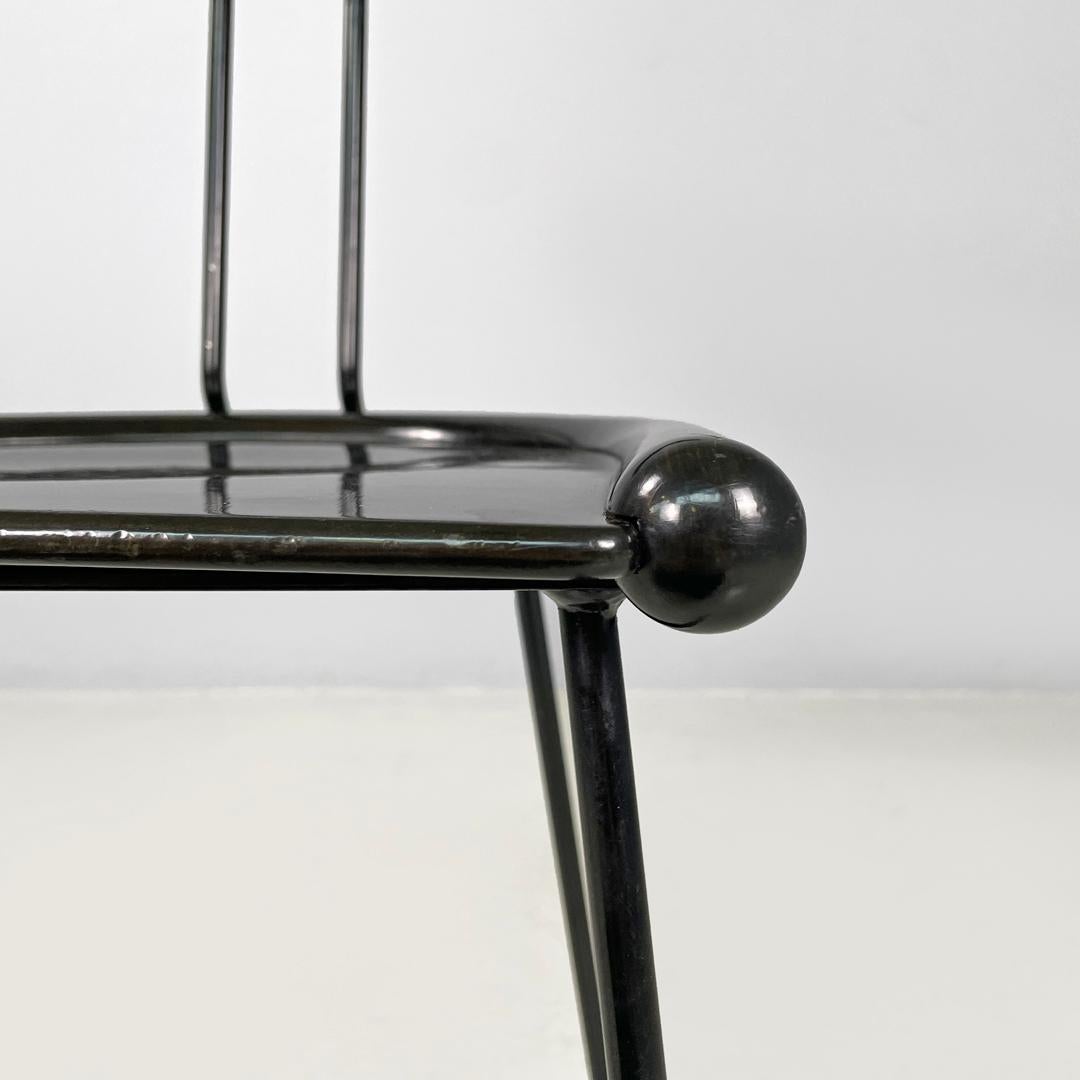 Italian modern black wood and metal chairs with rounded profiles, 1980s For Sale 12