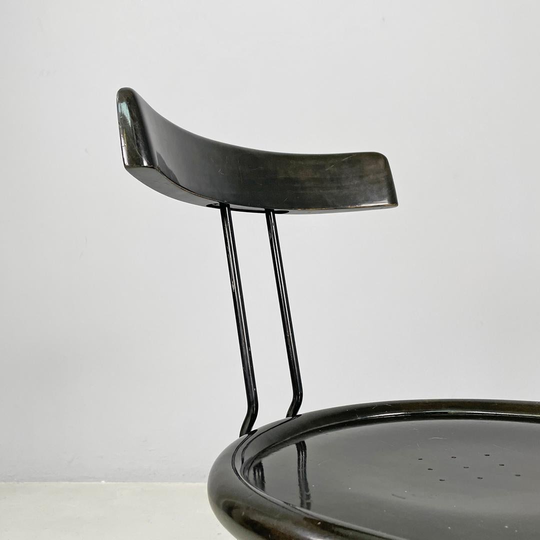 Italian modern black wood and metal chairs with rounded profiles, 1980s For Sale 2