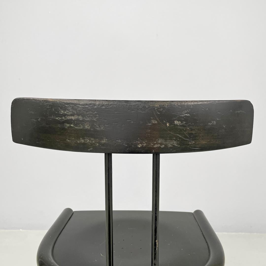 Italian modern black wood and metal chairs with rounded profiles, 1980s For Sale 3