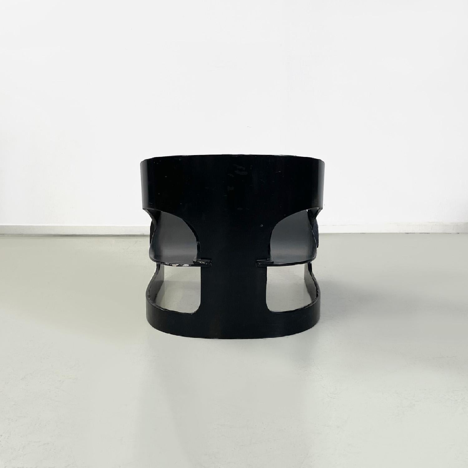 Italian modern black wood armchair mod. 4801 by Joe Colombo for Kartell, 1970s In Fair Condition For Sale In MIlano, IT