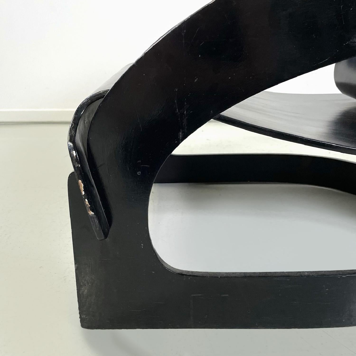 Italian modern black wood armchair mod. 4801 by Joe Colombo for Kartell, 1970s For Sale 1