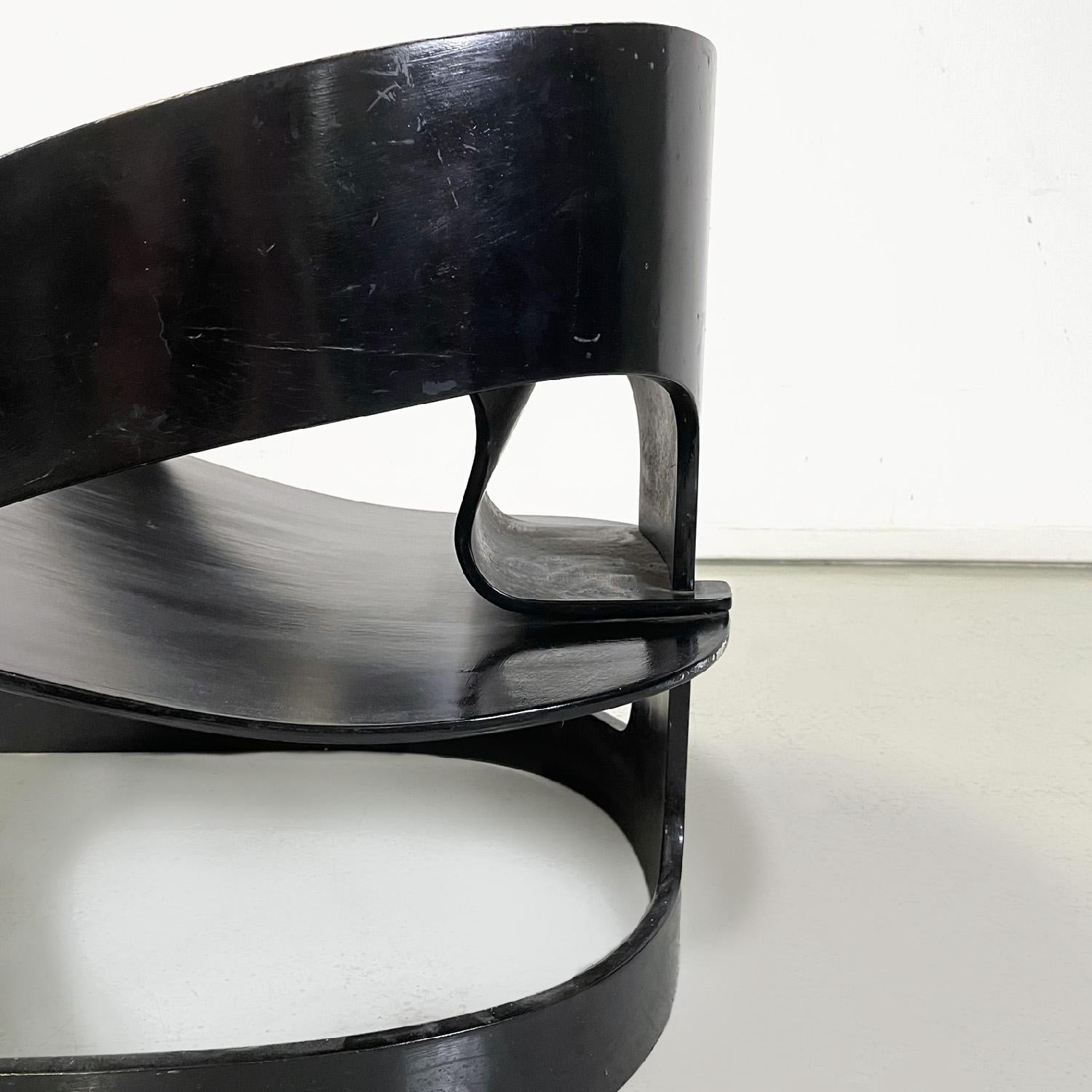 Italian modern black wood armchair mod. 4801 by Joe Colombo for Kartell, 1970s For Sale 2