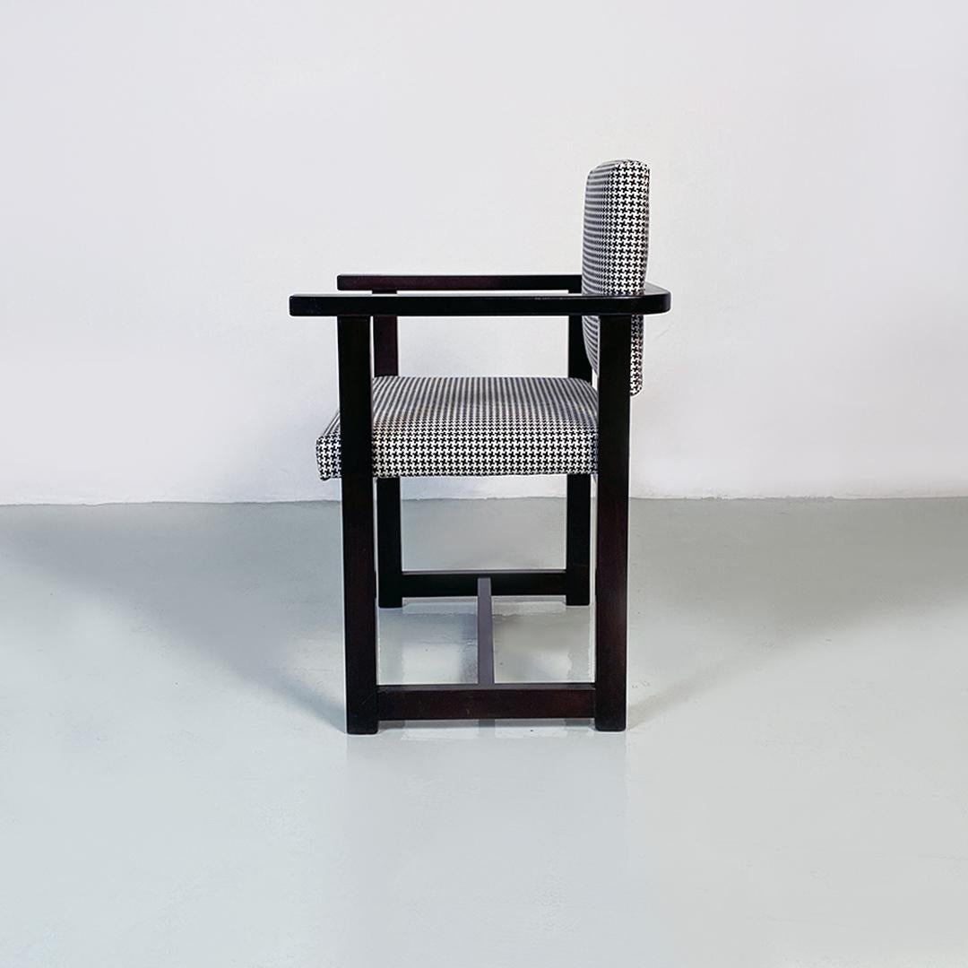 Italian Modern Black Wood Base and Pied De Poule Cotton Seat Armchair, 1970s For Sale 3