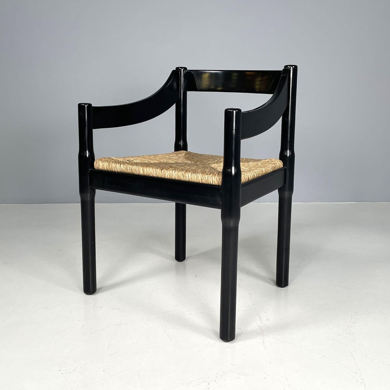 Modern Italian modern black wood chairs Carimate by Vico Magistretti for Cassina, 1970s